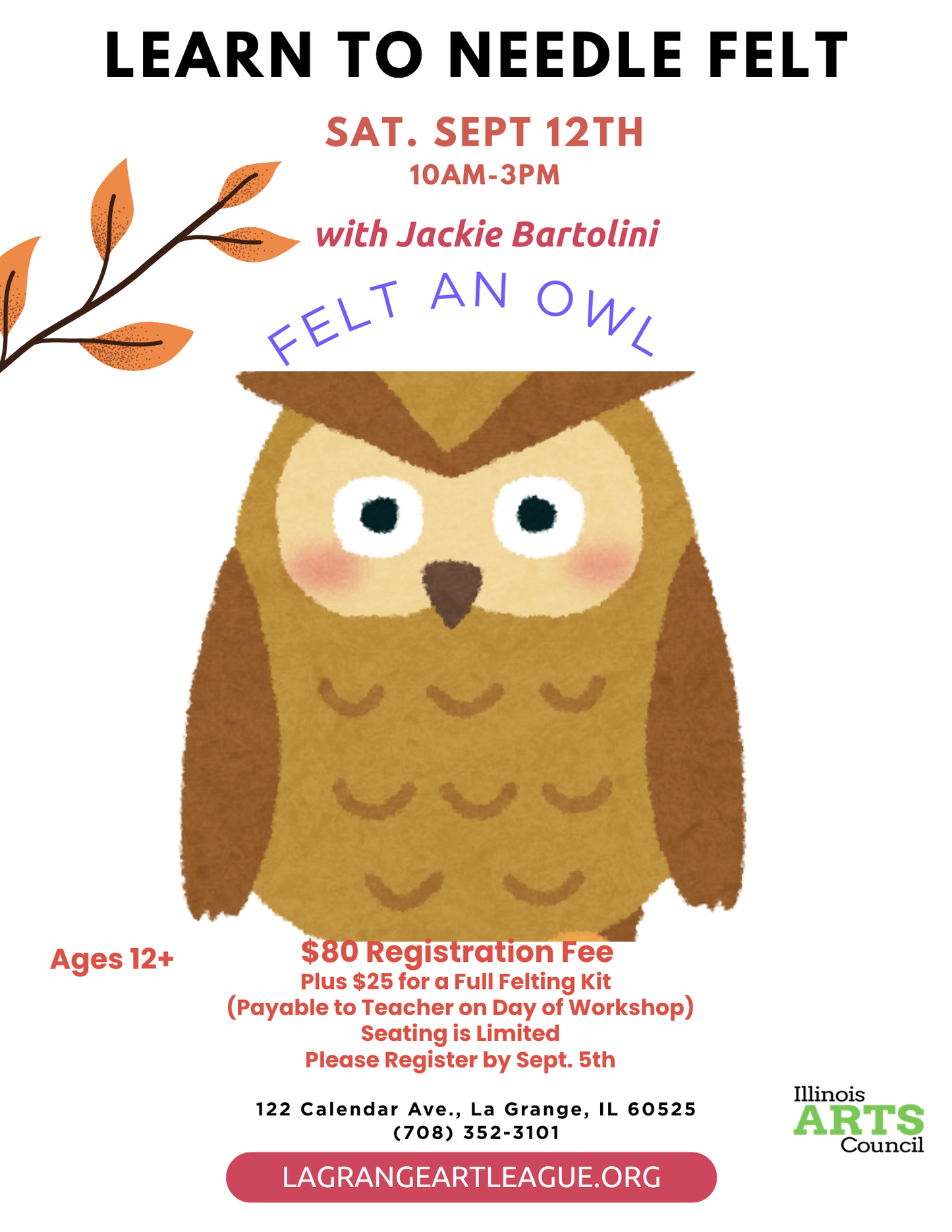 Learn to Needle Felt an Owl - 1 Day Workshop - Saturday, Morning - September 12, 2026