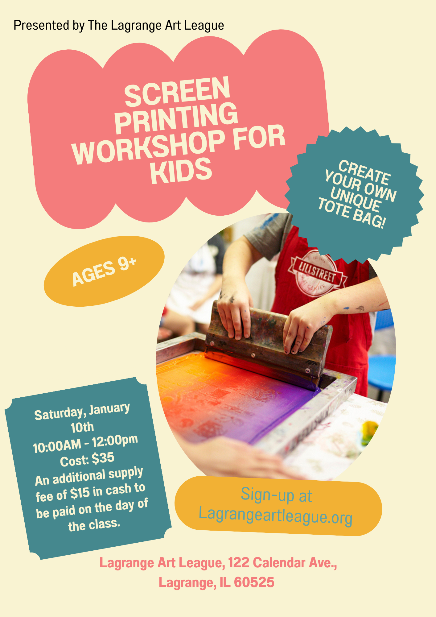 Screen Printing Workshop - January 10th from 10:00AM to 12:00PM