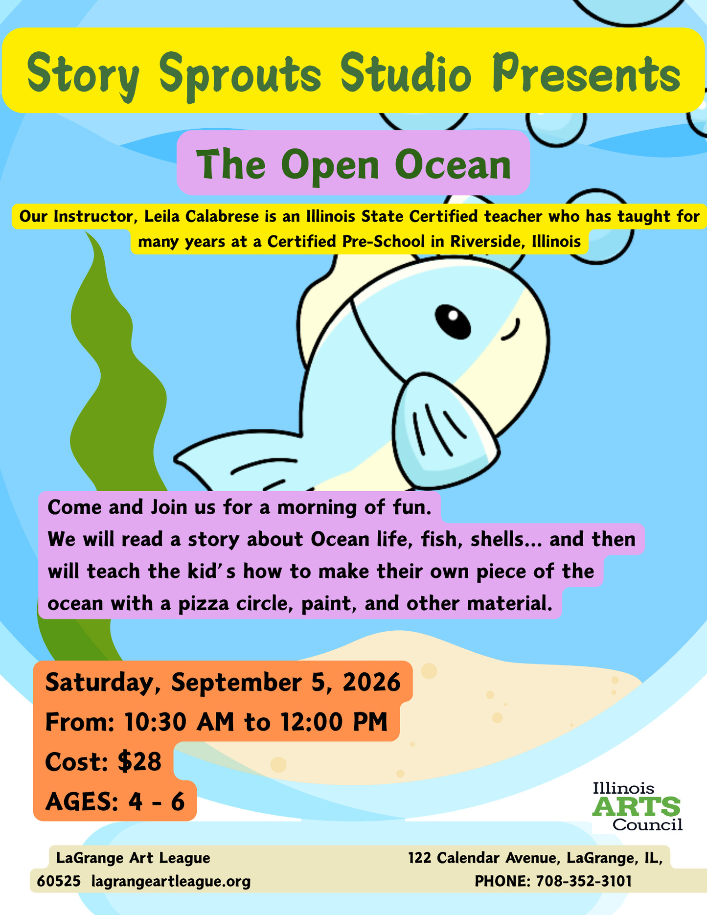 Story Sprouts Studio - Pre-School Ages 4-6 - The Open Ocean - September 5, 2026