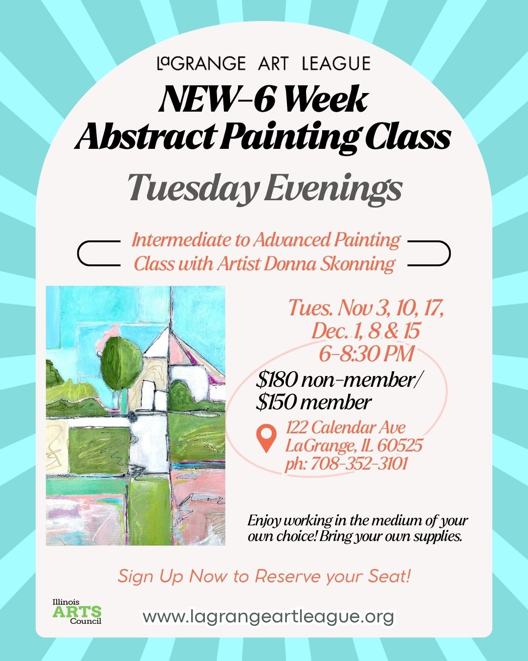 NEW CLASS - Abstract Painting - Tuesday Evenings - November 3 - December 15 2026