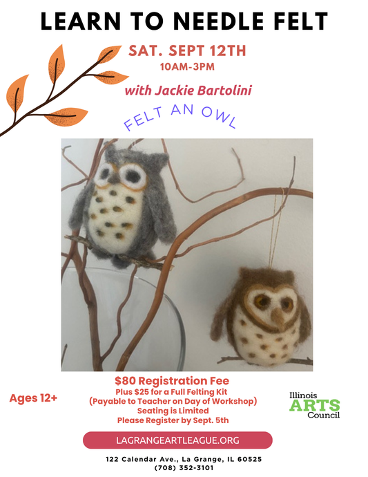 Learn to Needle Felt an Owl - 1 Day Workshop - Saturday, Morning - September 12, 2026
