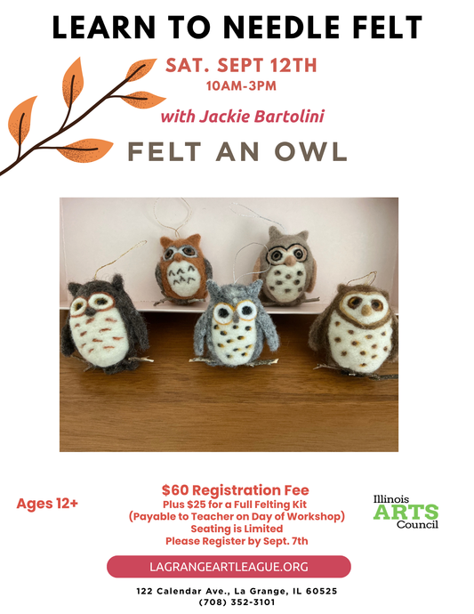 Learn to Needle Felt an Owl - 1 Day Workshop - Saturday, Morning - September 12, 2026