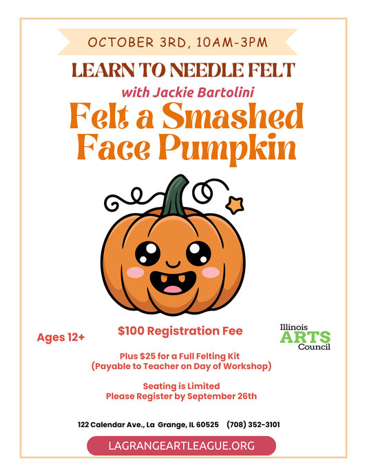 Learn to Needle Felt an Smashed Face Pumpkin- 1 Day Workshop - Saturday, Morning - October 3, 2026
