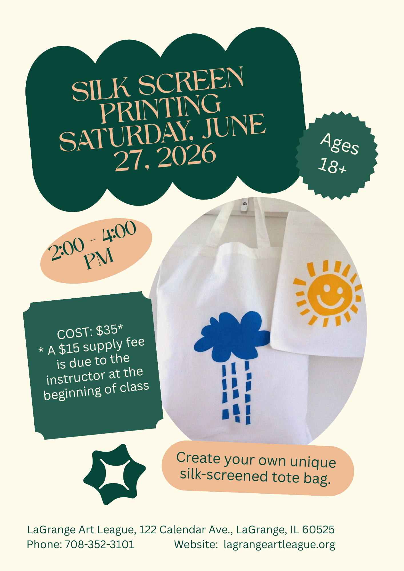 Screen Printing Workshop - Ages 18+ - Saturday, June 27, 2026