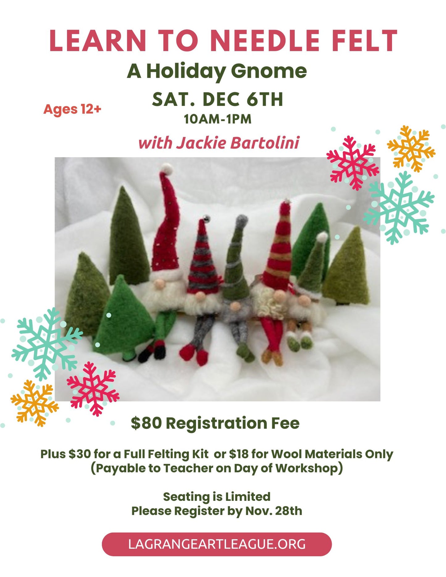 Learn to Needle Felt a Holiday Gnome 1 Day Workshop - Saturday, Afternoon Dec. 6th