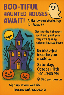 A Halloween Art Workshop for Adults and Kids (ages 7+), 1 Day Workshop - Saturday, Afternoon Oct.11
