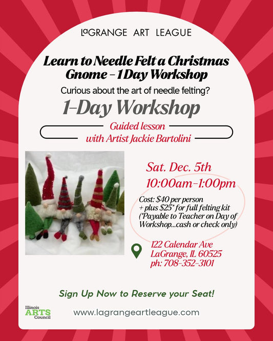 Learn to Needle Felt a Christmas Gnome- 1 Day Workshop - Saturday, Morning - Dec 5, 2026