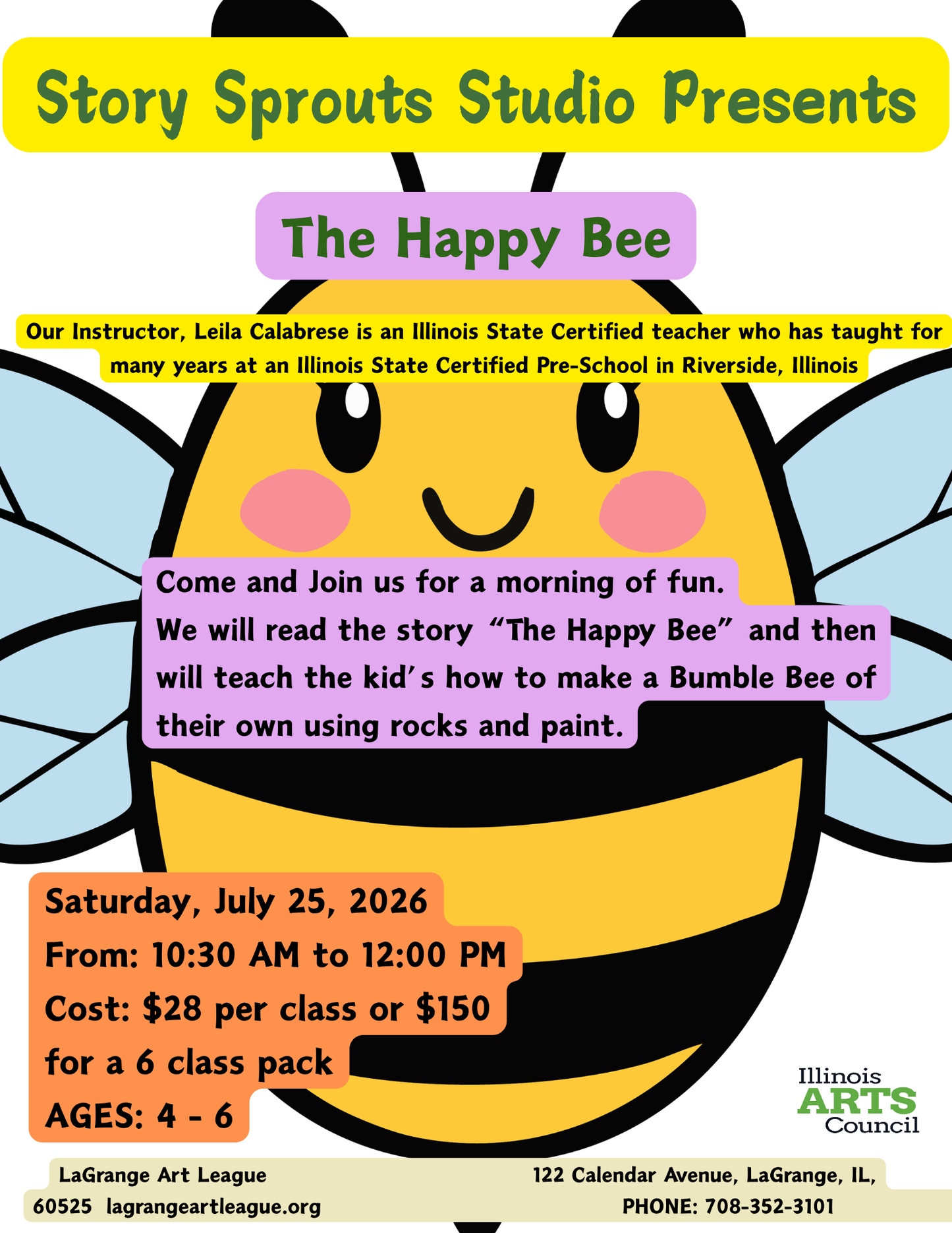 Story Sprouts Studio - Pre-School Ages 4-6 - The Happy Bee - July 25, 2026