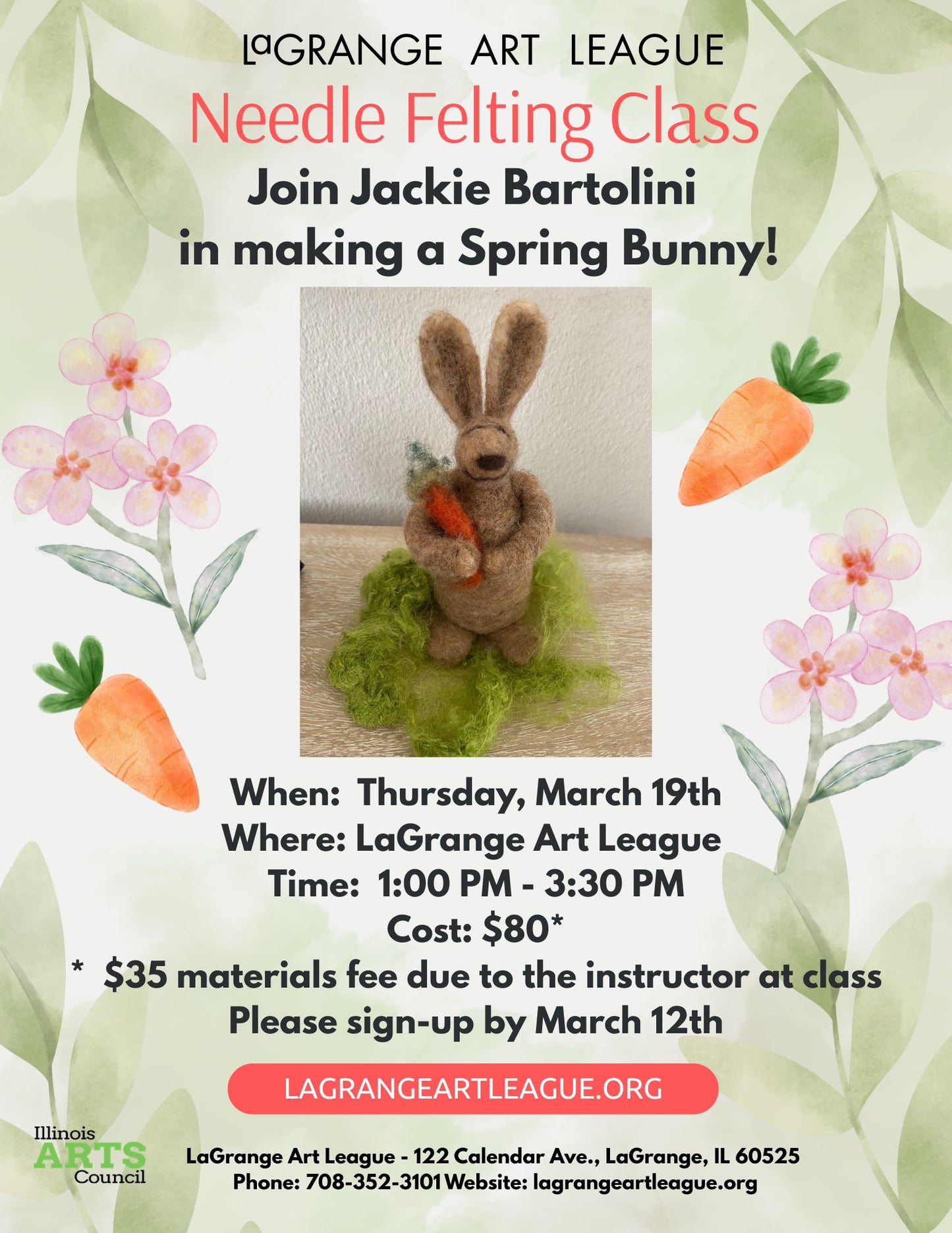 Learn to Needle Felt "Spring Bunny" 1 Day Workshop - Thursday Afternoon