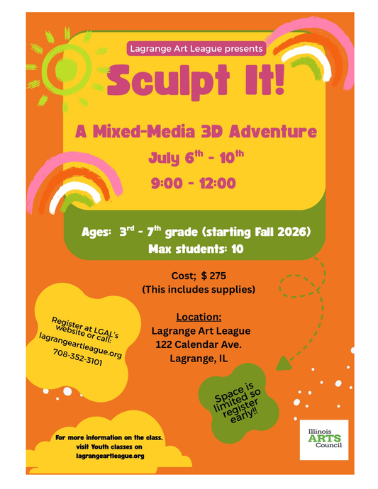 Sculpt It!  A Mixed-Media 3D Adventure Camp July 6 - July 10 - Mornings - 3rd-7th grade (starting in Fall 2026)